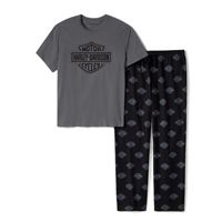 2026 ARRIVAL Pánský pyžamový set Bar & Shield – šedá / černá 