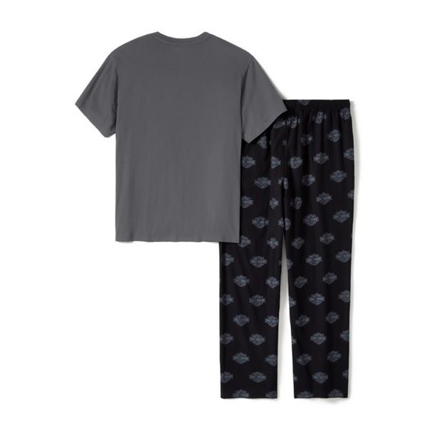 2026 ARRIVAL Pánský pyžamový set Bar & Shield – šedá / černá 