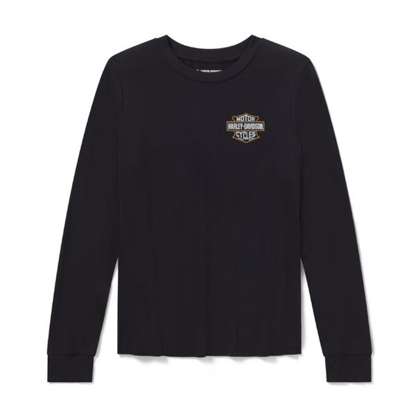 FALL 2026 Harley-Davidson Bling Iron Rose dámské tričko dlouhý rukáv černé – 96657-26VW