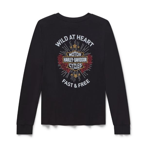 FALL 2026 Harley-Davidson Bling Iron Rose dámské tričko dlouhý rukáv černé – 96657-26VW