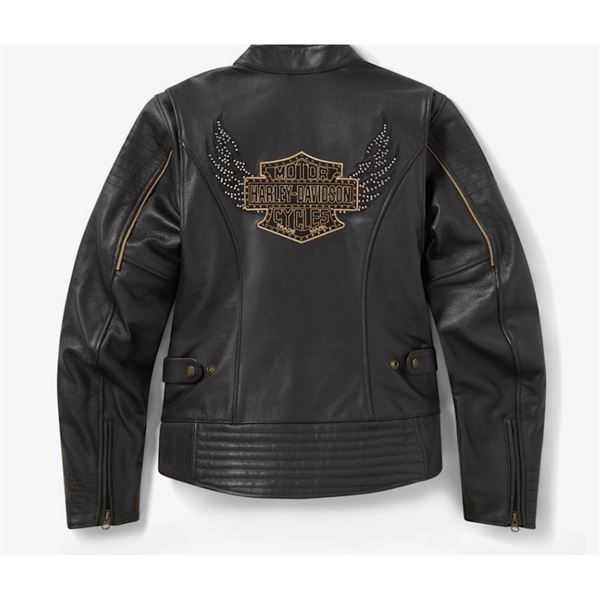 DEALER EXCLUSIVE Dámská kožená motorkářská bunda Winged Bling – 97003-26VW