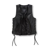FALL 2026 Harley-Davidson Dámská kožená vesta Script Bling černá – 97004-26VW