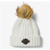 FALL 2026 Dámský kulich s koženou nášivkou a bambulí  Cloud Dancer – 97781-26RW