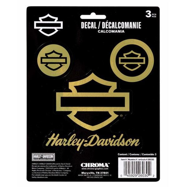 2026 ARRIVAL 3‑PIECE SILHOUETTE B&S GOLD CHROME VINYL DECAL / CG26030 – zlatá chromovaná 