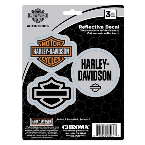 2026 ARRIVAL 3‑PIECE REFLECTIVE B&S H‑D LOGOS DECALS / CG28004 – reflexní samolepky (sada 3 ks)