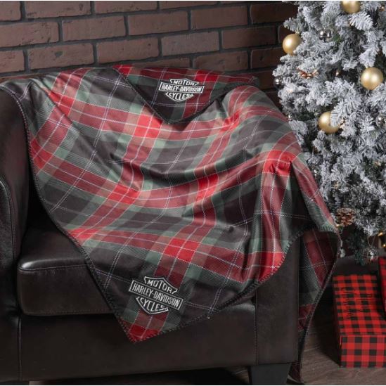 Vánoční kostkovaná deka Harley-Davidson HDX-99353