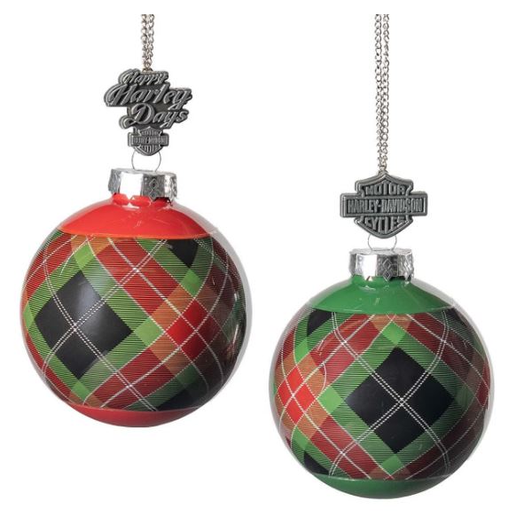 Sada dvou skleněných vánočních koulí Harley-Davidson HDX-99356 