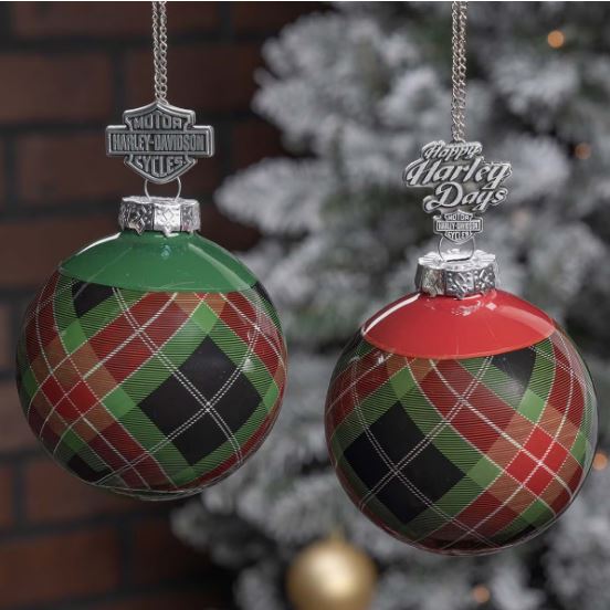 Sada dvou skleněných vánočních koulí Harley-Davidson HDX-99356 