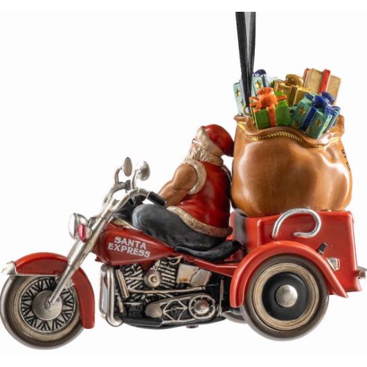 Vánoční  Biker Santa, ručně malovaný HDX-99359