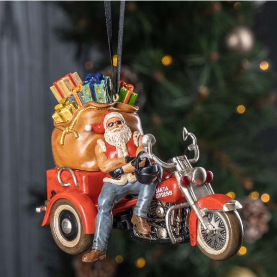 Vánoční  Biker Santa, ručně malovaný HDX-99359