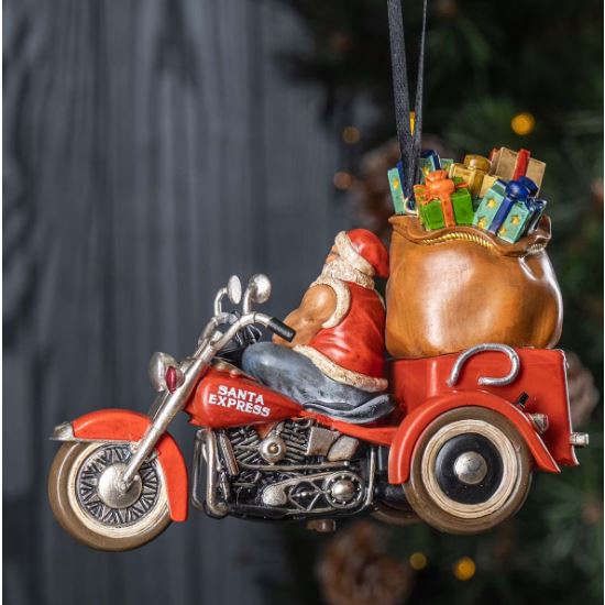 Vánoční  Biker Santa, ručně malovaný HDX-99359