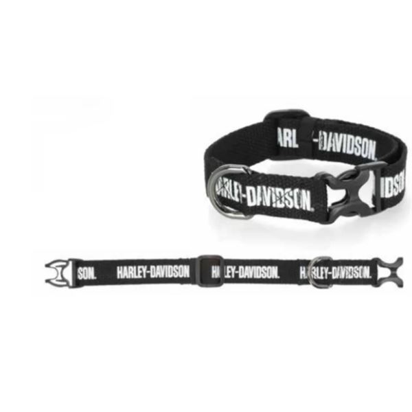 Obojek pro psa Harley-Davidson černý + bílý potisk MPC002
