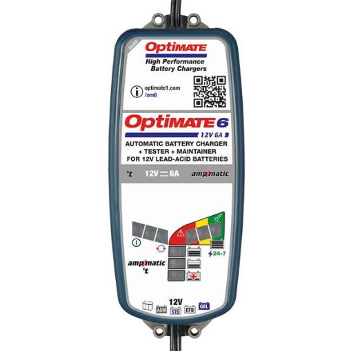 TECMATE OptiMATE 6 Ampmatic – Inteligentní nabíječka 12V / 6A pro AGM, GEL a olověné baterie