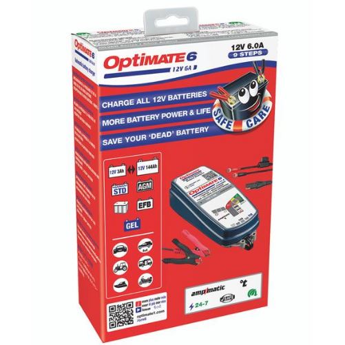 TECMATE OptiMATE 6 Ampmatic – Inteligentní nabíječka 12V / 6A pro AGM, GEL a olověné baterie